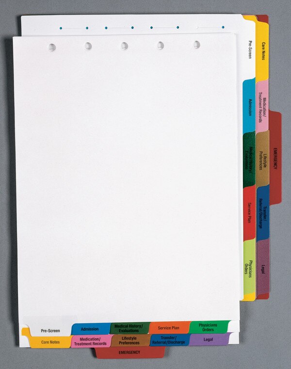 Chart Divider Set Poly Assisted Living 11 Tabs Side